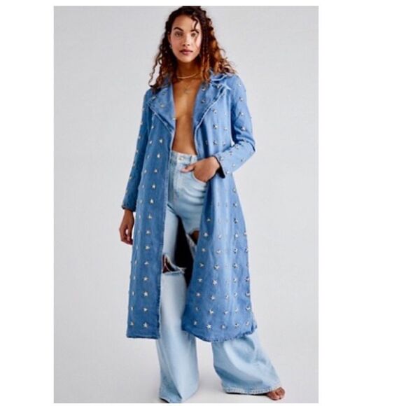 Free
People Star Studded Denim Trench - Picture 1 of 5